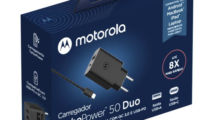 Carregador Motorola Turbo Power Duplo Moto 50w USB-C